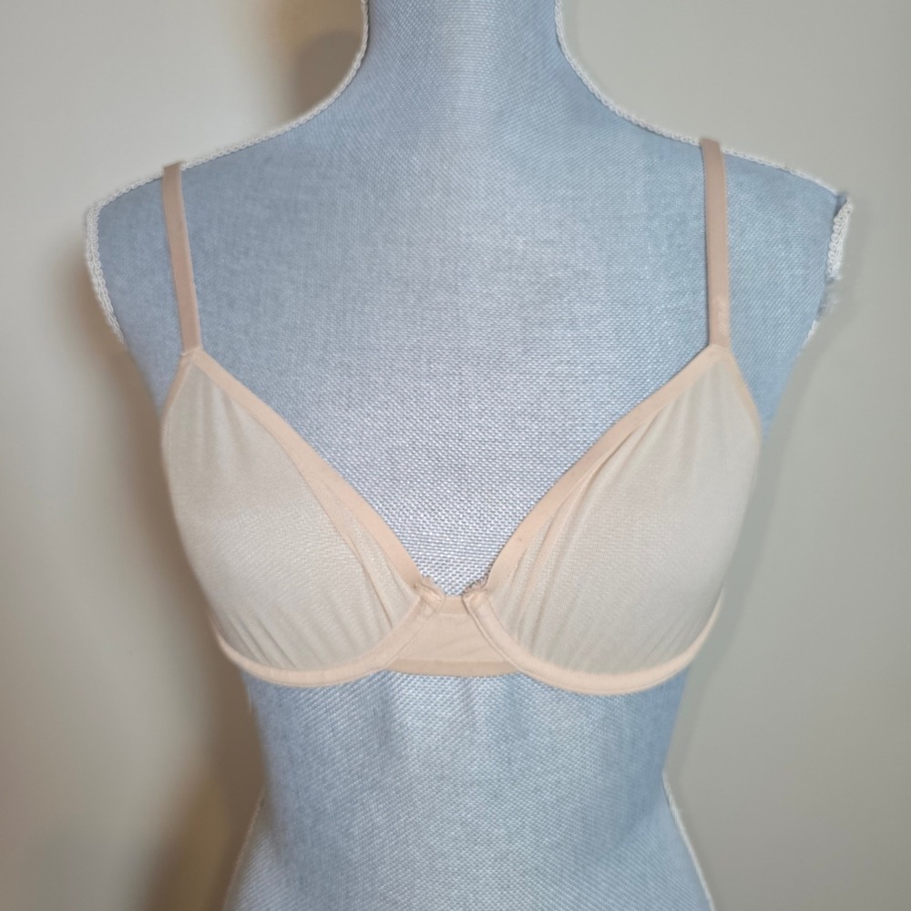 Aerie Smoothez Mesh‎ Unlined Underwire Bra Nude Beige 34B Adjustable Straps